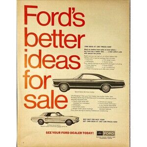 Ford Galaxie 500 & Mustang Sports Sprint: Better Ideas for Sale" Print Ad 1967